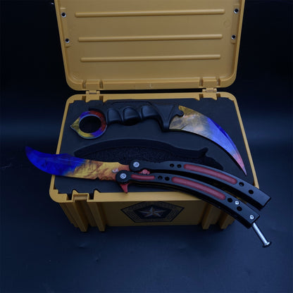 Marble Fade Skin Karambit Trainer & Balisong Knife Gift Case