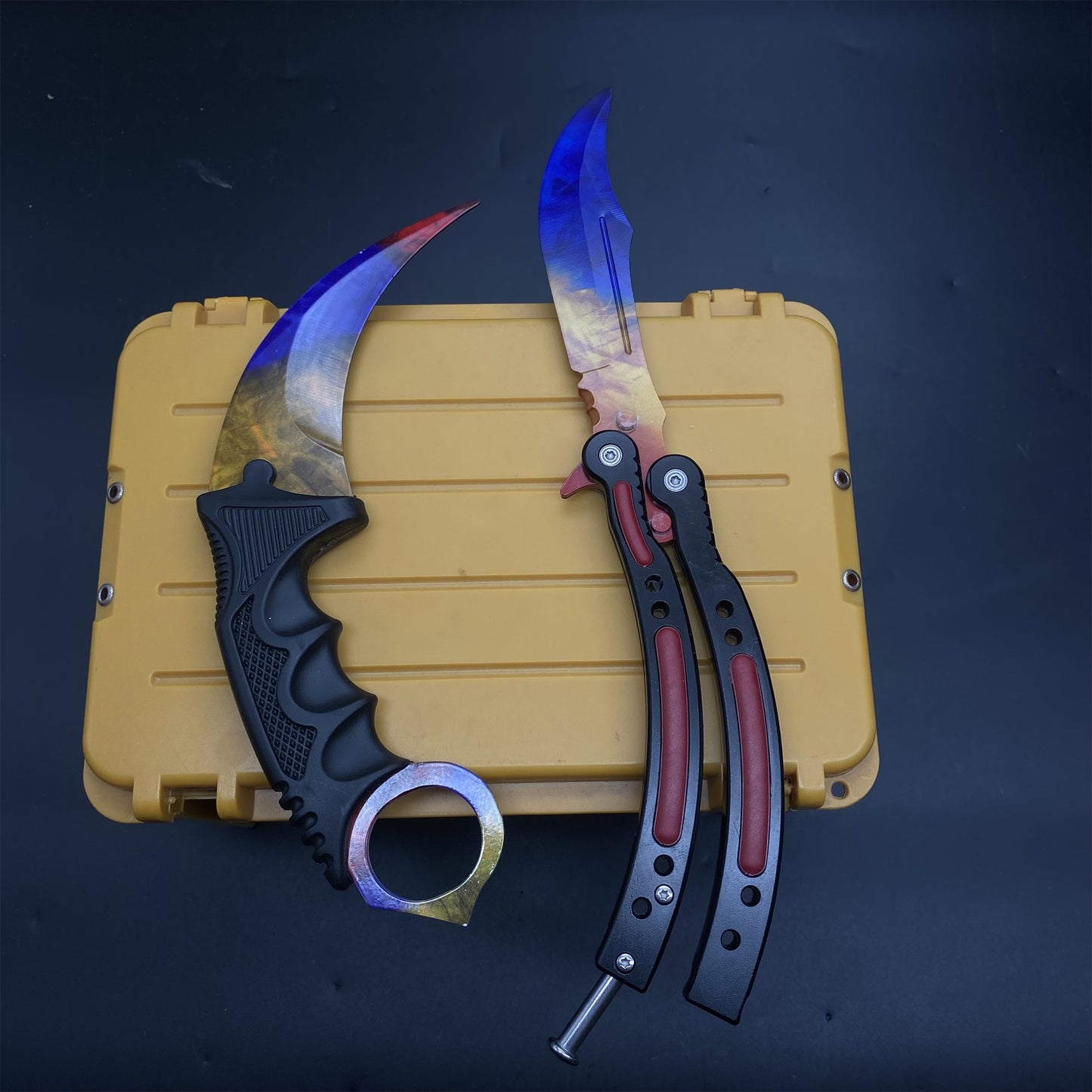 Marble Fade Skin Karambit Trainer & Balisong Knife Gift Case