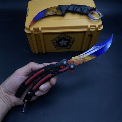 Marble Fade Skin Karambit Trainer & Balisong Knife Gift Case