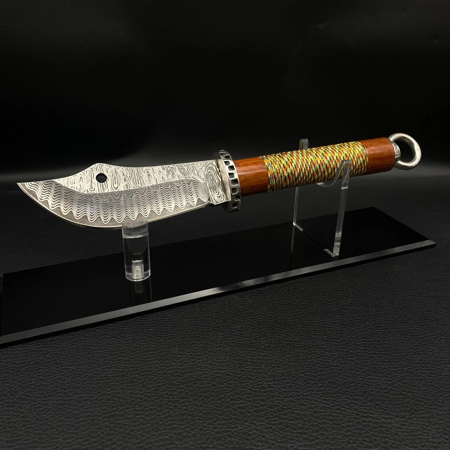 Guan Dao Inspired Damascus Steel Pattern Knife