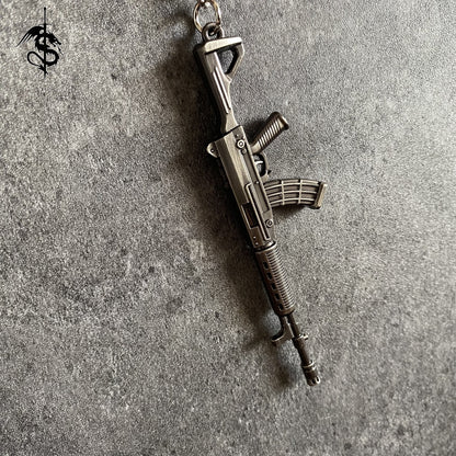 Mini QBZ03-A Rifle Gun Metal keychain