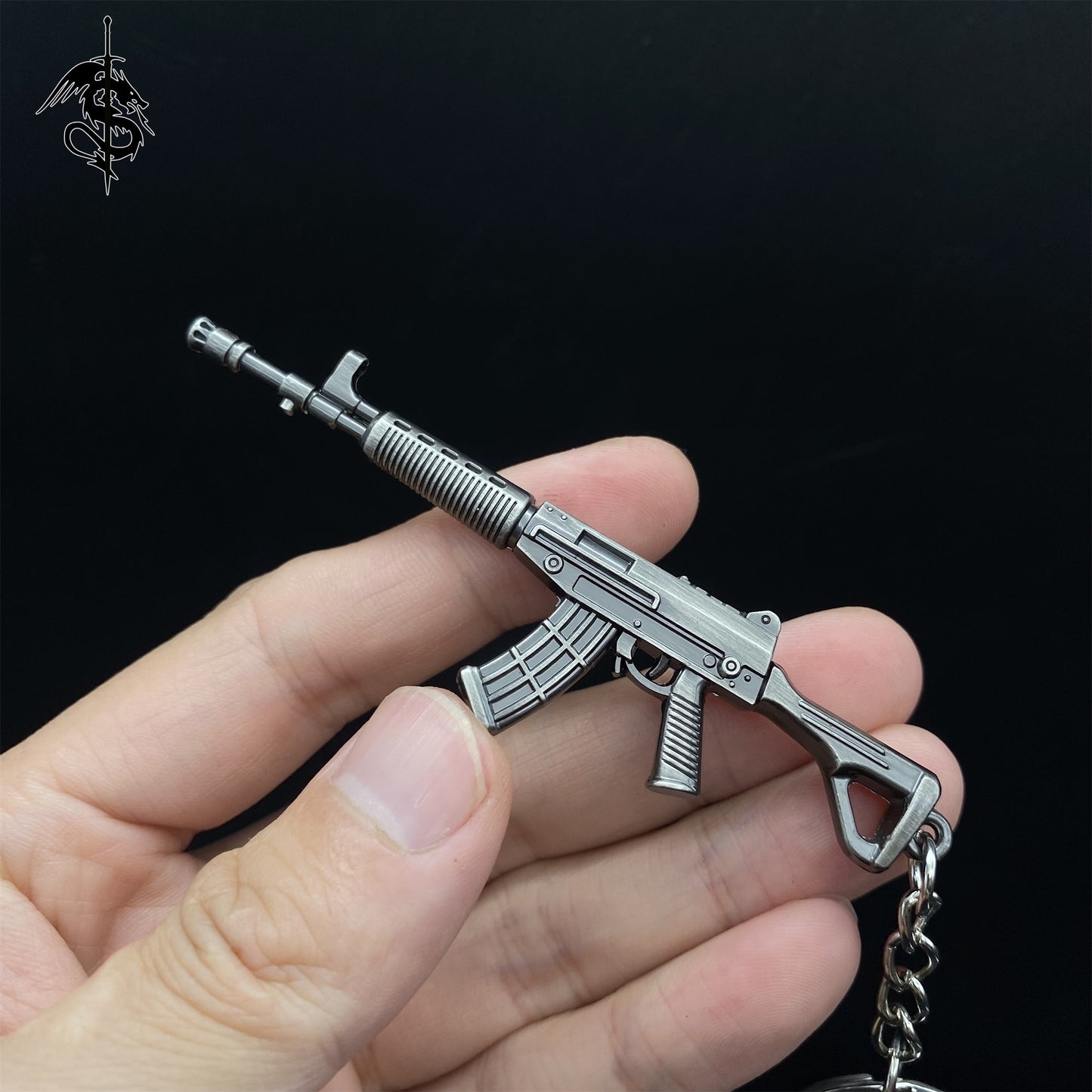 Mini QBZ03-A Rifle Gun Metal keychain