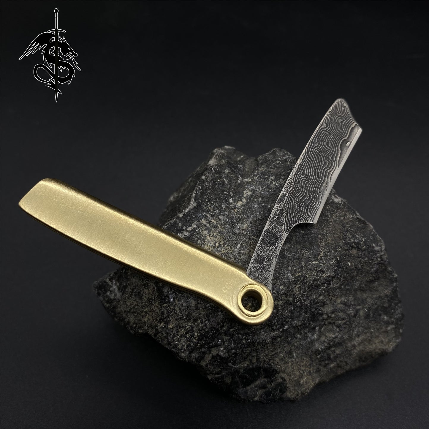 Damascus Steel Razor Knife Brass Folding Knife Portable Pocket Knife