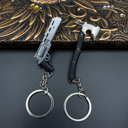RE9 Requiem Leon Axe Revolver Metal Keychain