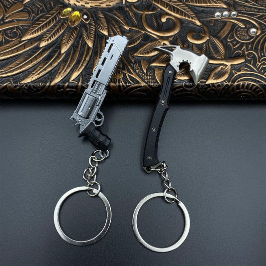 RE9 Requiem Leon Axe Revolver Metal Keychain