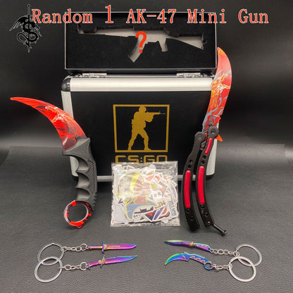 Roar Skin Balisong & Stickers & 4 Keychains &Random 1 AK With Gift Case