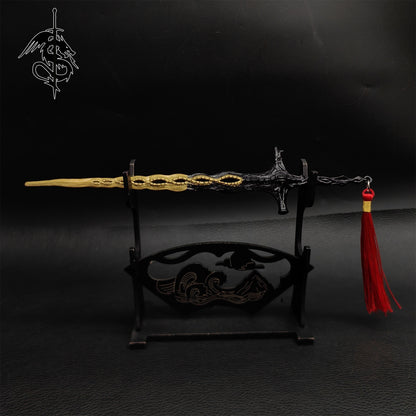 Metal Sacred Relic Sword Black Miniature Weapon