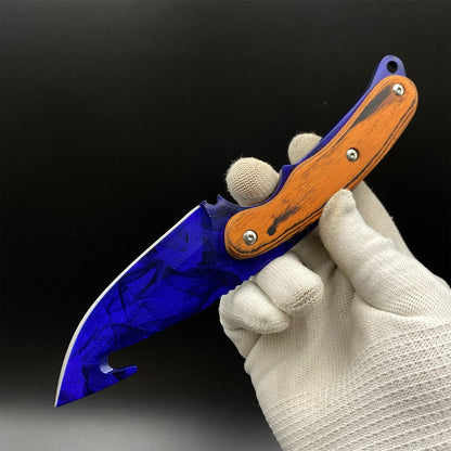 420 Steel CS2 Blue Marble Collection Knife Model Outdoor Camping Knife