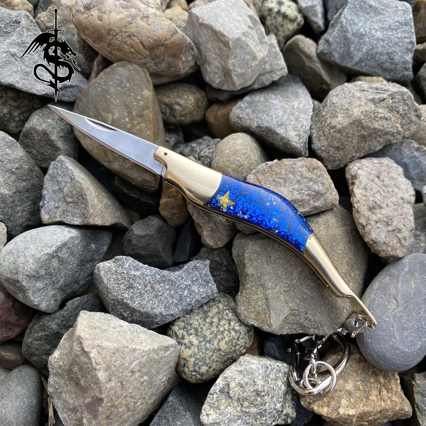 Portable Shrimp Knife Brass Handle Pocket Folding Knife 