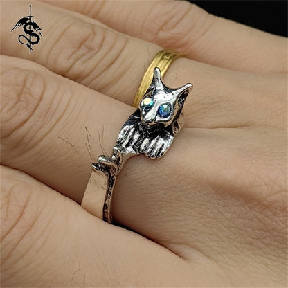 Silvercat Ring Alloy Open Ring Cool Gamer Gift