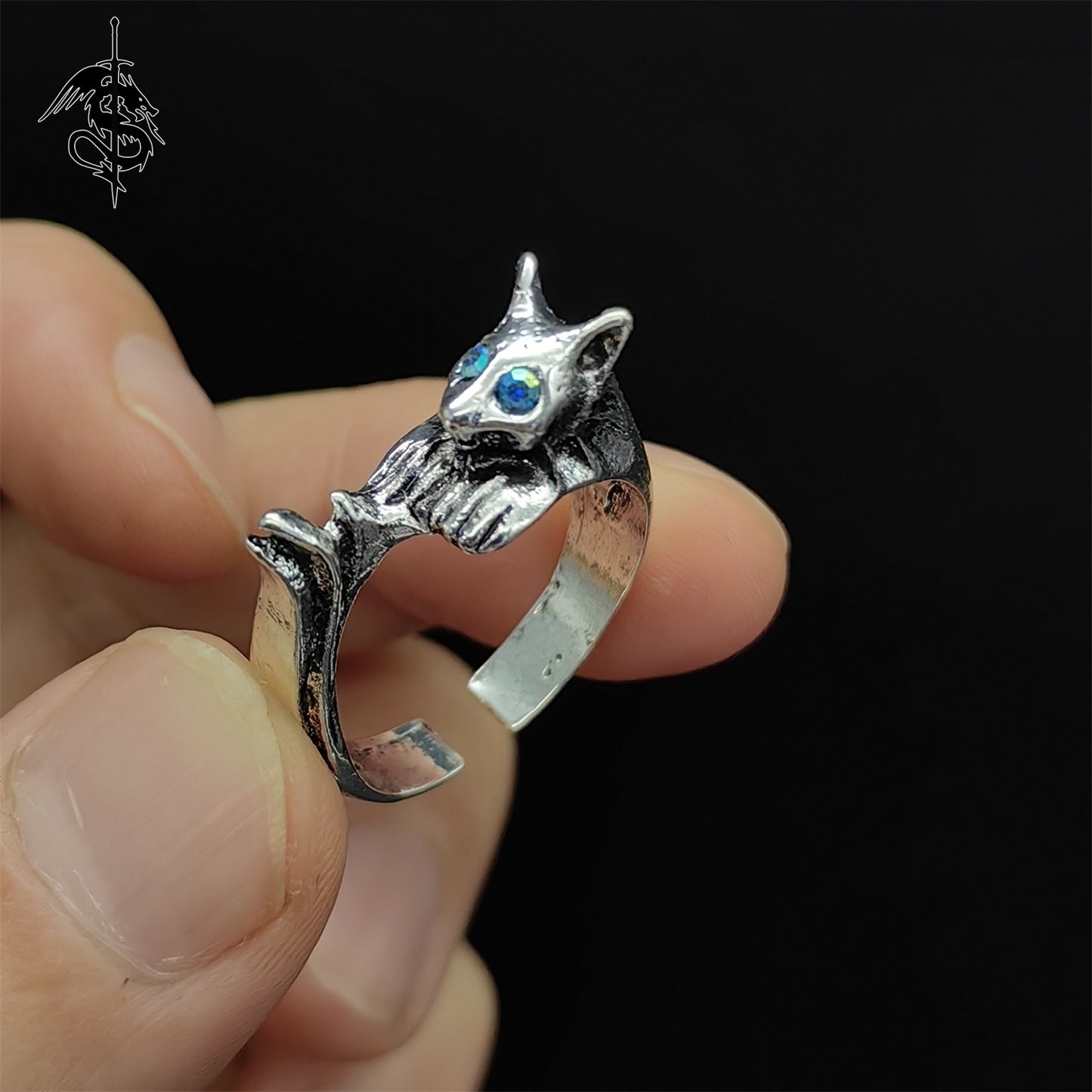 Silvercat Ring Alloy Open Ring Cool Gamer Gift