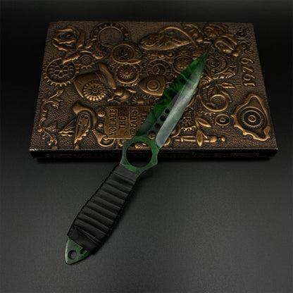 CS2 Skeleton Knife Doppler Emerald Dull Blade Replica 420 Steel For Game Collection