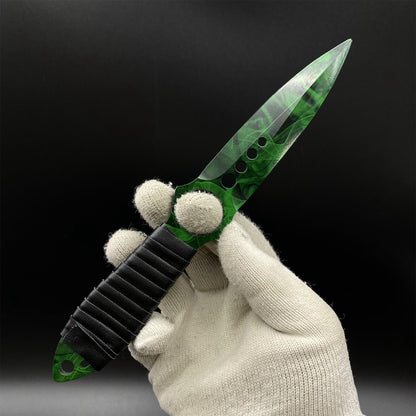 CS2 Skeleton Knife Doppler Emerald Dull Blade Replica 420 Steel For Game Collection