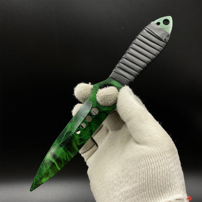 CS2 Skeleton Knife Doppler Emerald Dull Blade Replica 420 Steel For Game Collection