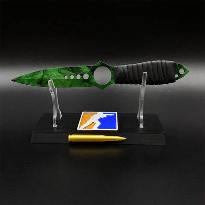CS2 Skeleton Knife Doppler Emerald Dull Blade Replica 420 Steel For Game Collection