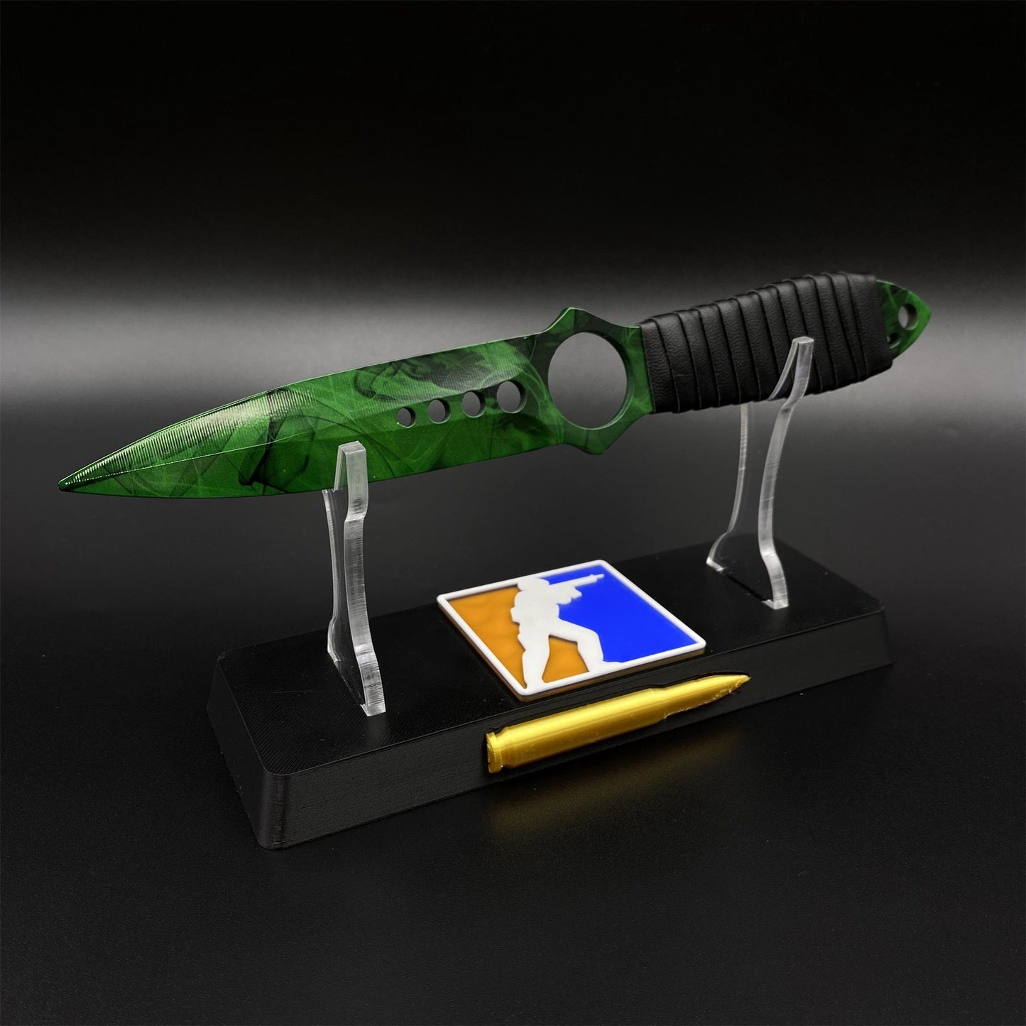 CS2 Skeleton Knife Doppler Emerald Dull Blade Replica 420 Steel For Game Collection