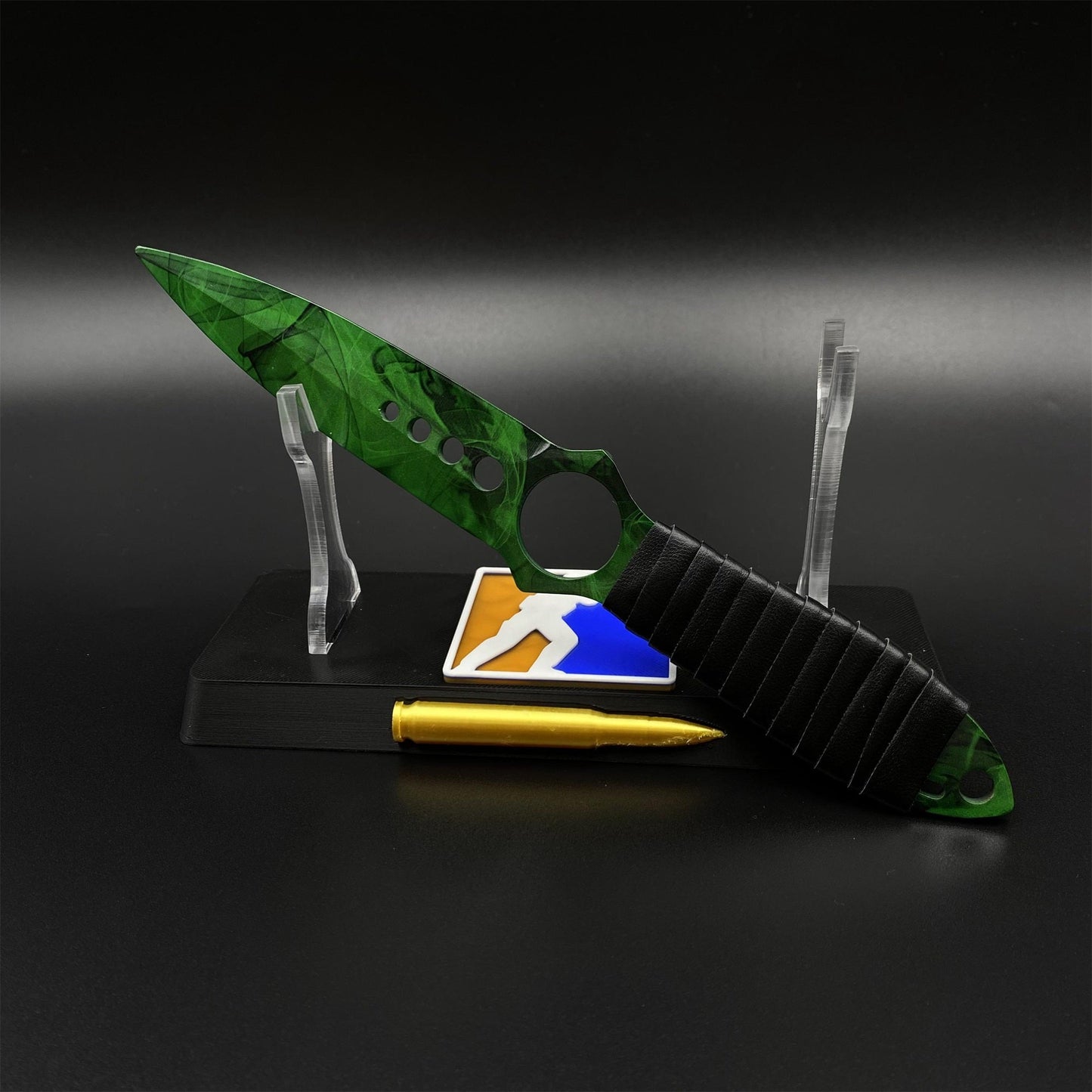 CS2 Skeleton Knife Doppler Emerald Dull Blade Replica 420 Steel For Game Collection
