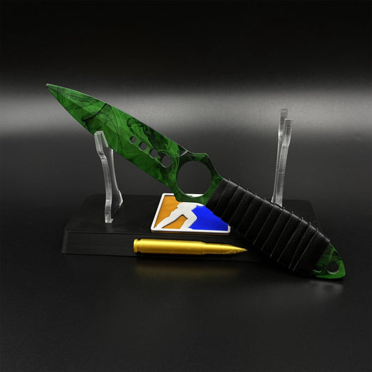 CS2 Skeleton Knife Doppler Emerald Dull Blade Replica 420 Steel For Game Collection