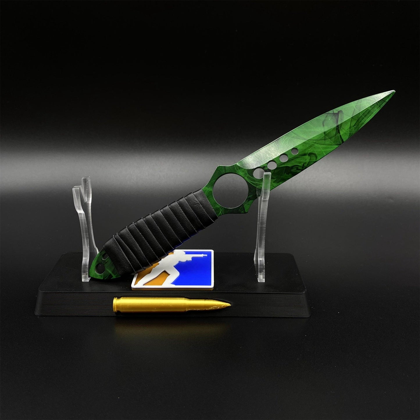 CS2 Skeleton Knife Doppler Emerald Dull Blade Replica 420 Steel For Game Collection