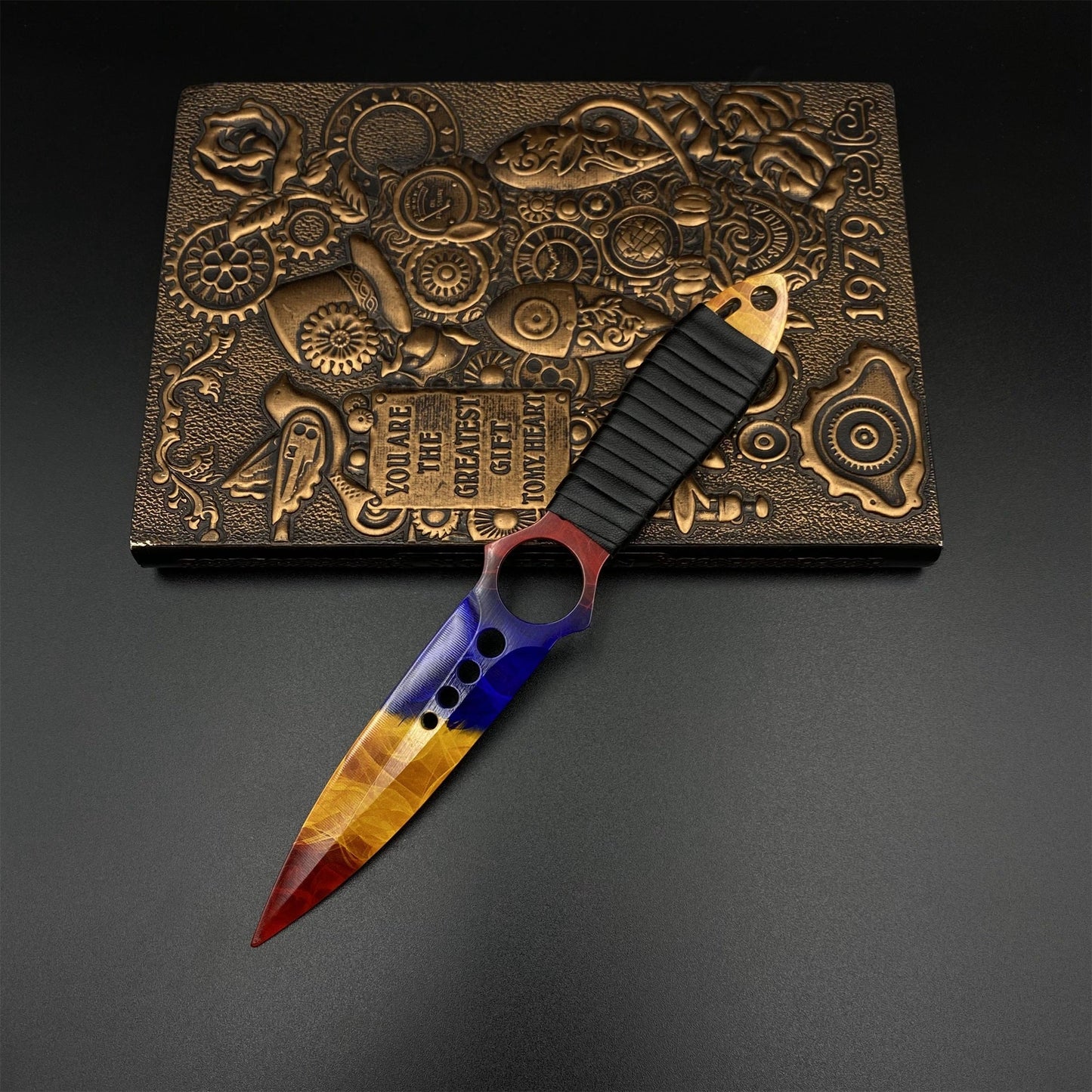 CS2 Skeleton Knife Marble Fade Dull Blade Replica 420 Steel For Game Collection