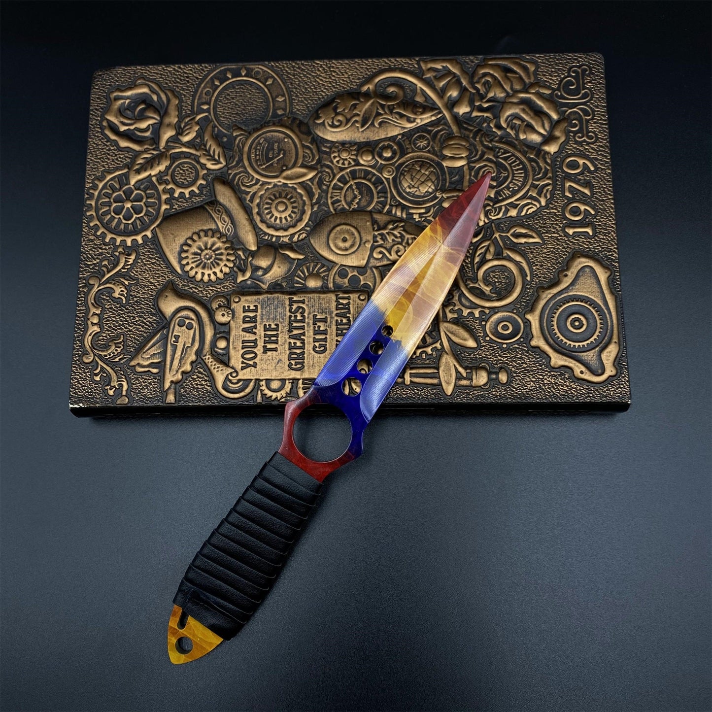 CS2 Skeleton Knife Marble Fade Dull Blade Replica 420 Steel For Game Collection