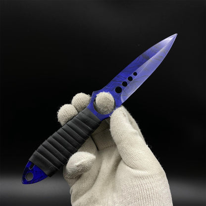 CS2 Skeleton Knife Doppler Sapphire Dull Blade Replica 420 Steel For Game Collection