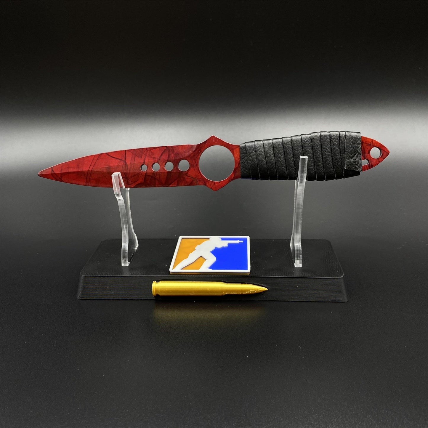 420 Stainless Steel Replica CS2 Ruby Skin Skeleton Knife Blunt Blade 22CM/8.7"
