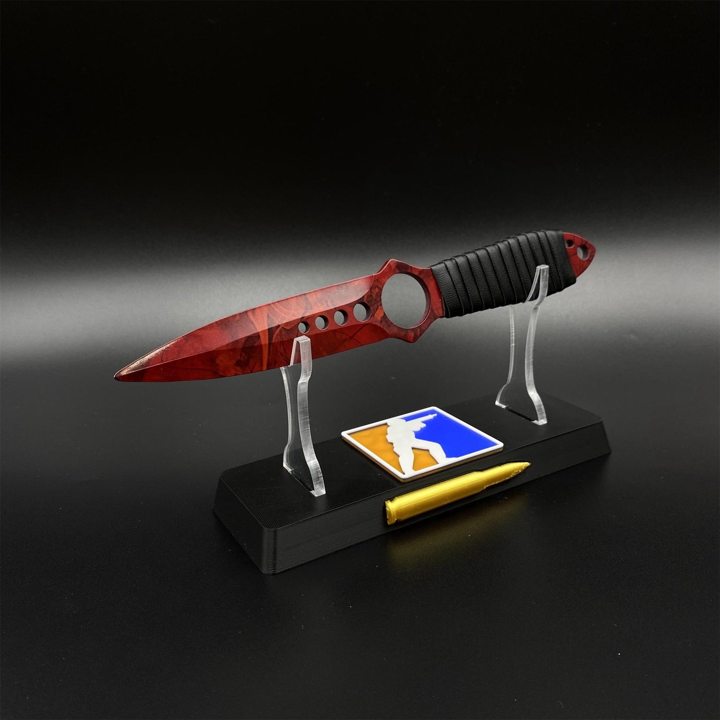 420 Stainless Steel Replica CS2 Ruby Skin Skeleton Knife Blunt Blade 22CM/8.7"