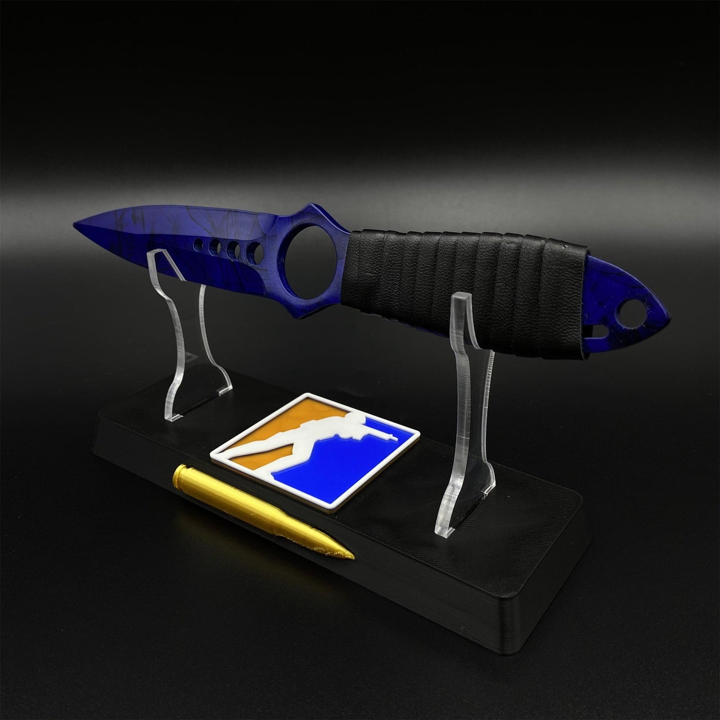 CS2 Skeleton Knife Doppler Sapphire Dull Blade Replica 420 Steel For Game Collection
