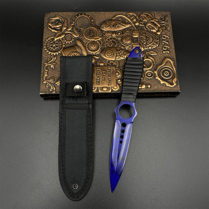 CS2 Skeleton Knife Doppler Sapphire Dull Blade Replica 420 Steel For Game Collection