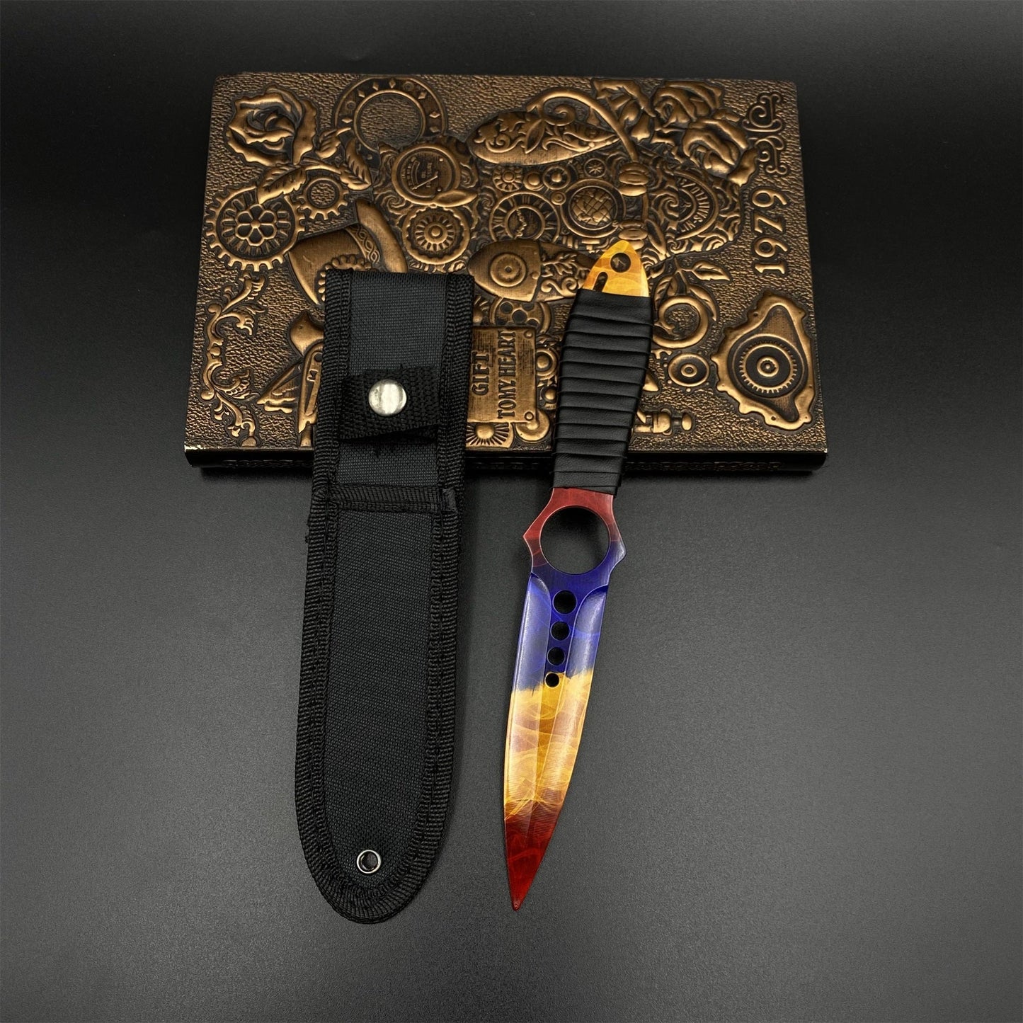 CS2 Skeleton Knife Marble Fade Dull Blade Replica 420 Steel For Game Collection