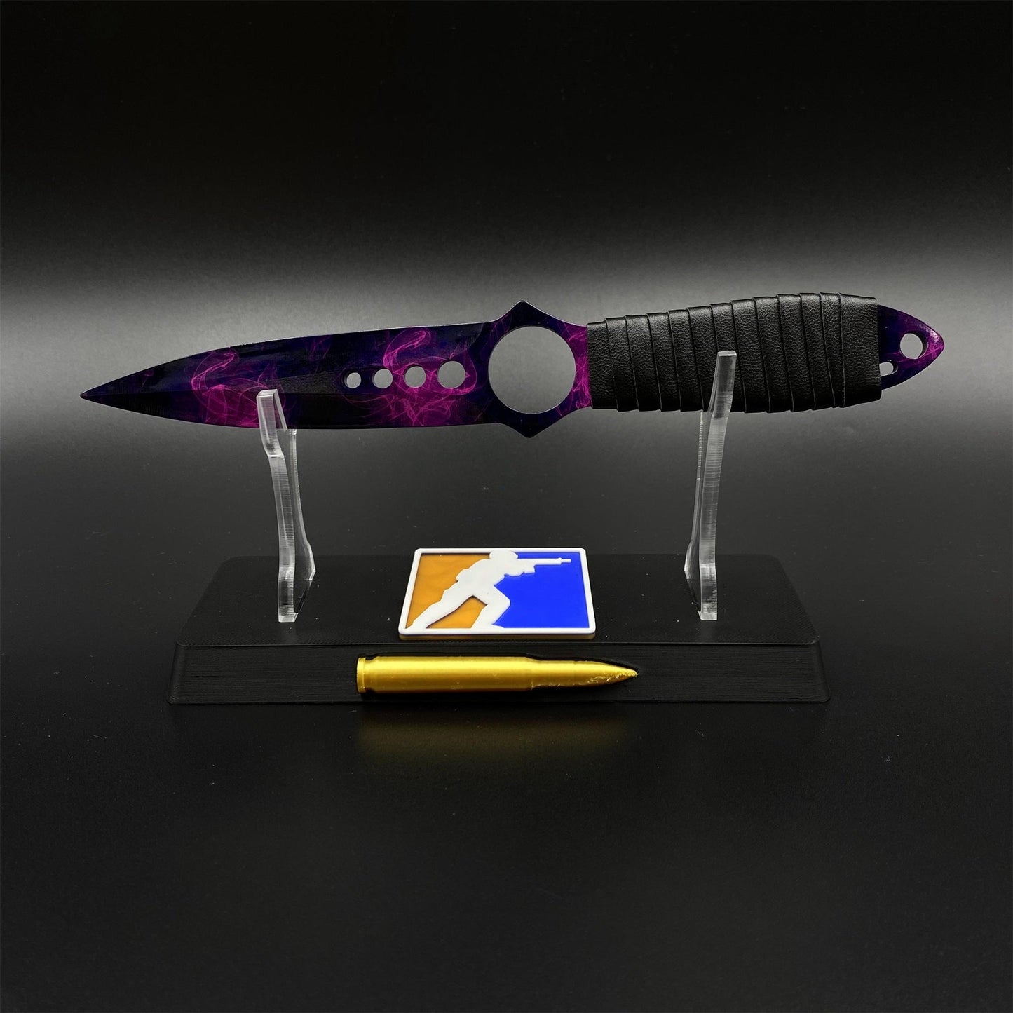 420 Steel Replica CS2 Skeleton Knife Doppler Dull Blade For Game Collection
