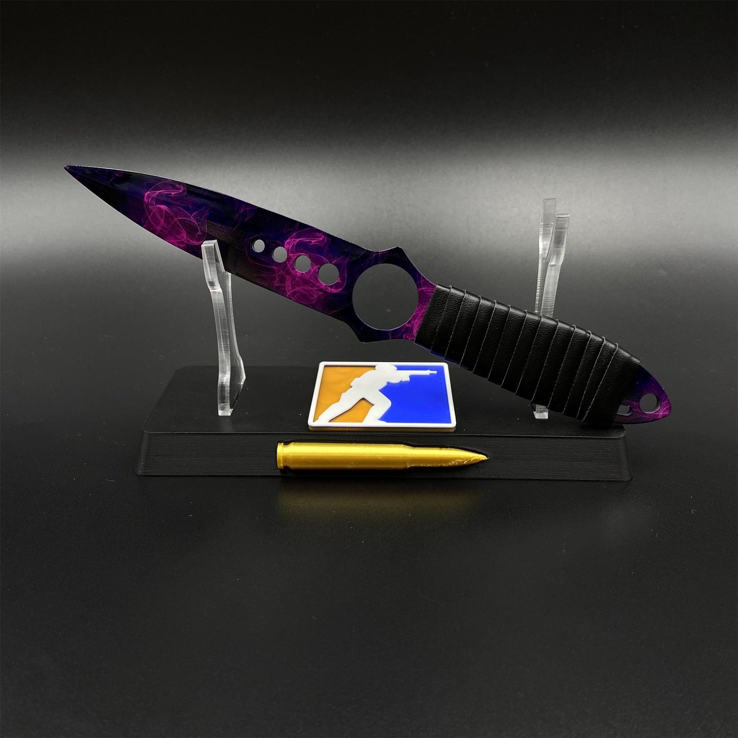 420 Steel Replica CS2 Skeleton Knife Doppler Dull Blade For Game Collection