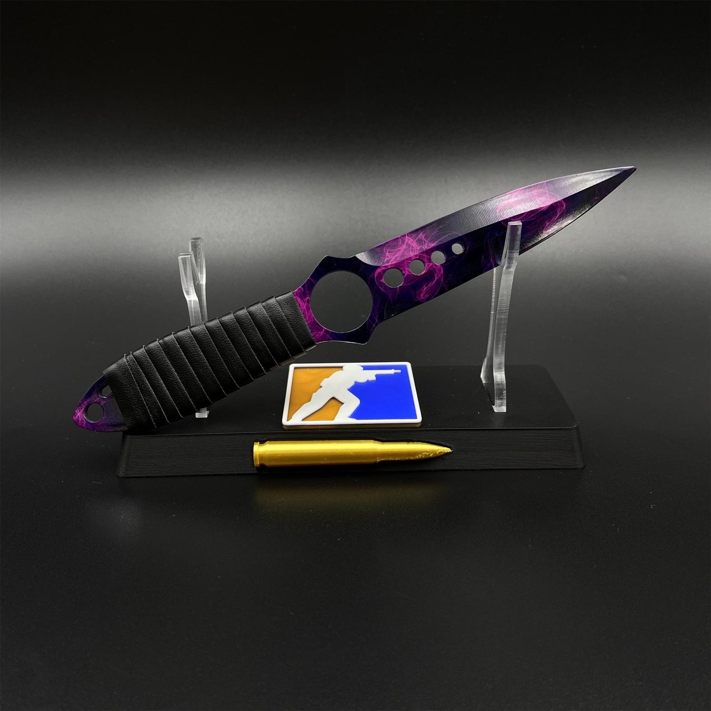 420 Steel Replica CS2 Skeleton Knife Doppler Dull Blade For Game Collection