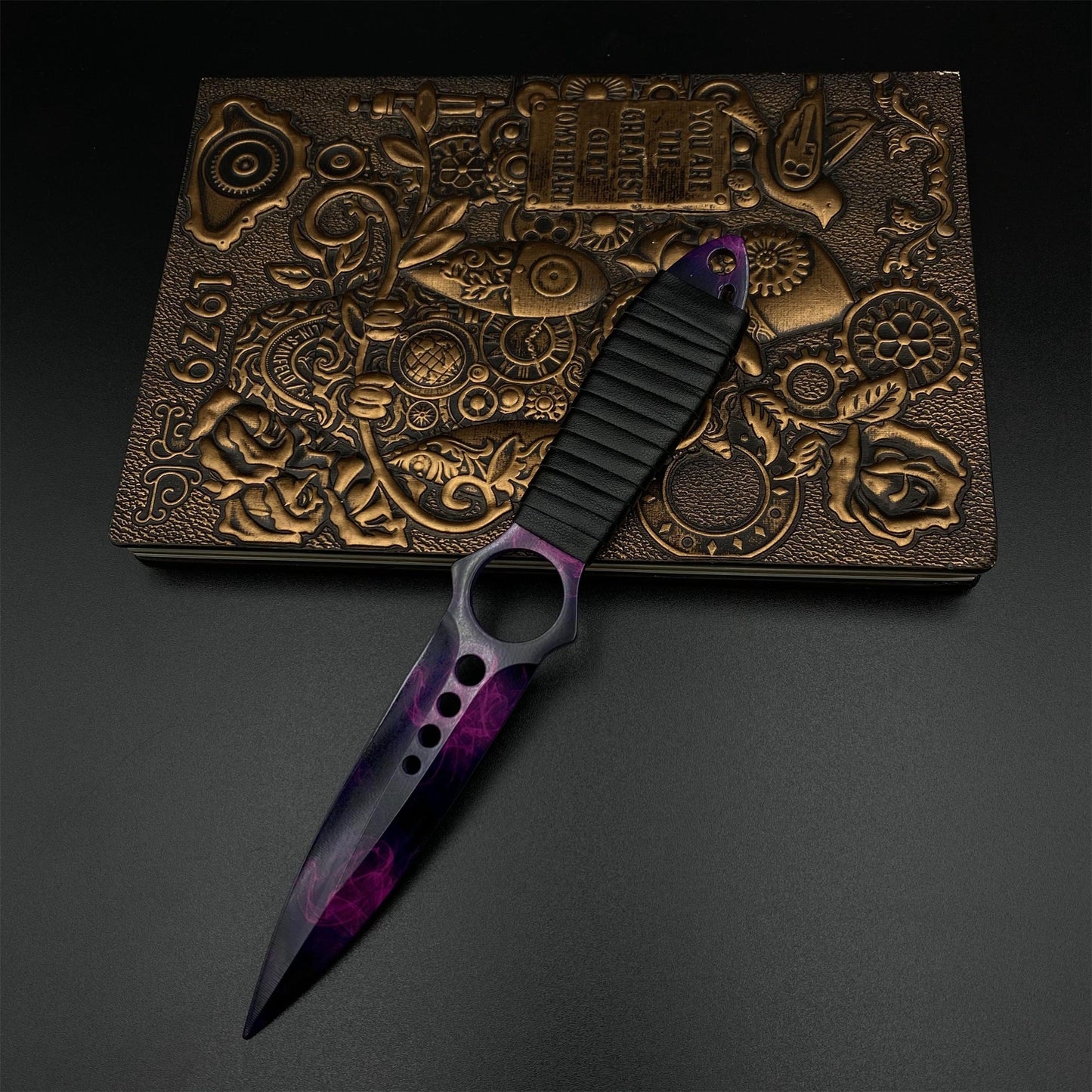 420 Steel Replica CS2 Skeleton Knife Doppler Dull Blade For Game Collection