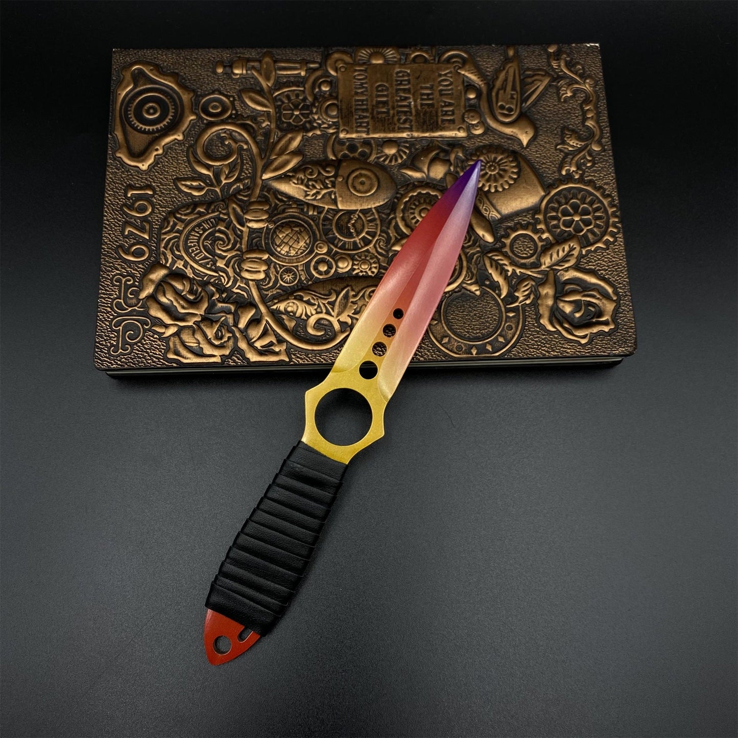 420 Stainless Steel Replica CS2 Fade Skin Skeleton Knife Blunt Blade 22CM/8.7"