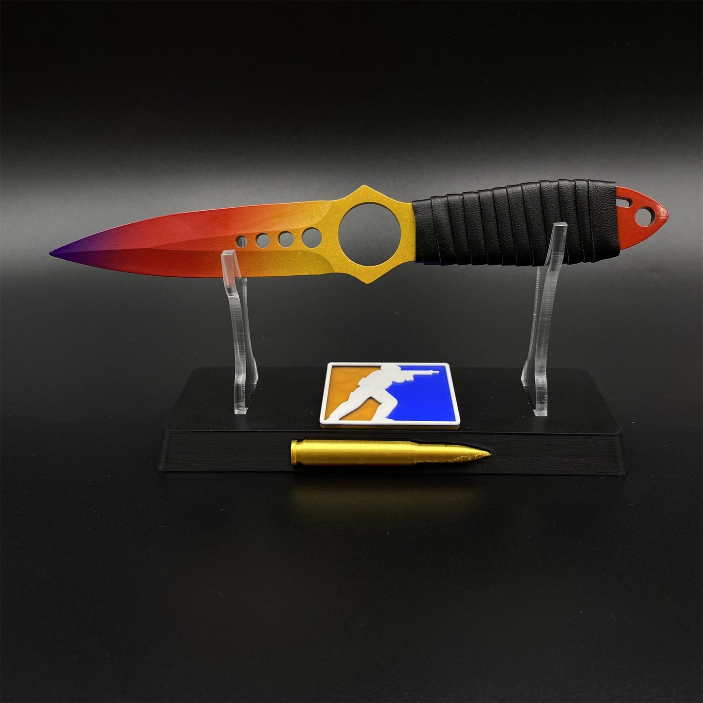 420 Stainless Steel Replica CS2 Fade Skin Skeleton Knife Blunt Blade 22CM/8.7"
