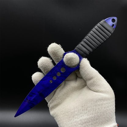 CS2 Skeleton Knife Doppler Sapphire Dull Blade Replica 420 Steel For Game Collection