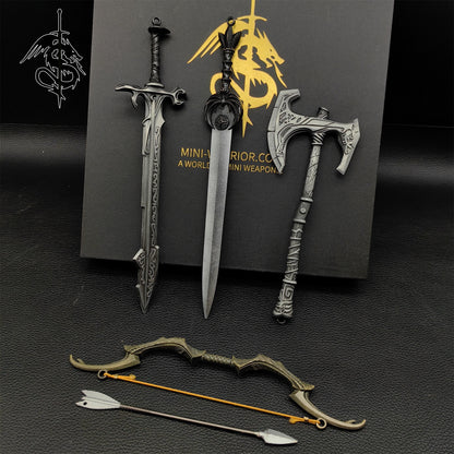 Metal Skyrim Weapon Mini Swords 4 In 1 Gift Box