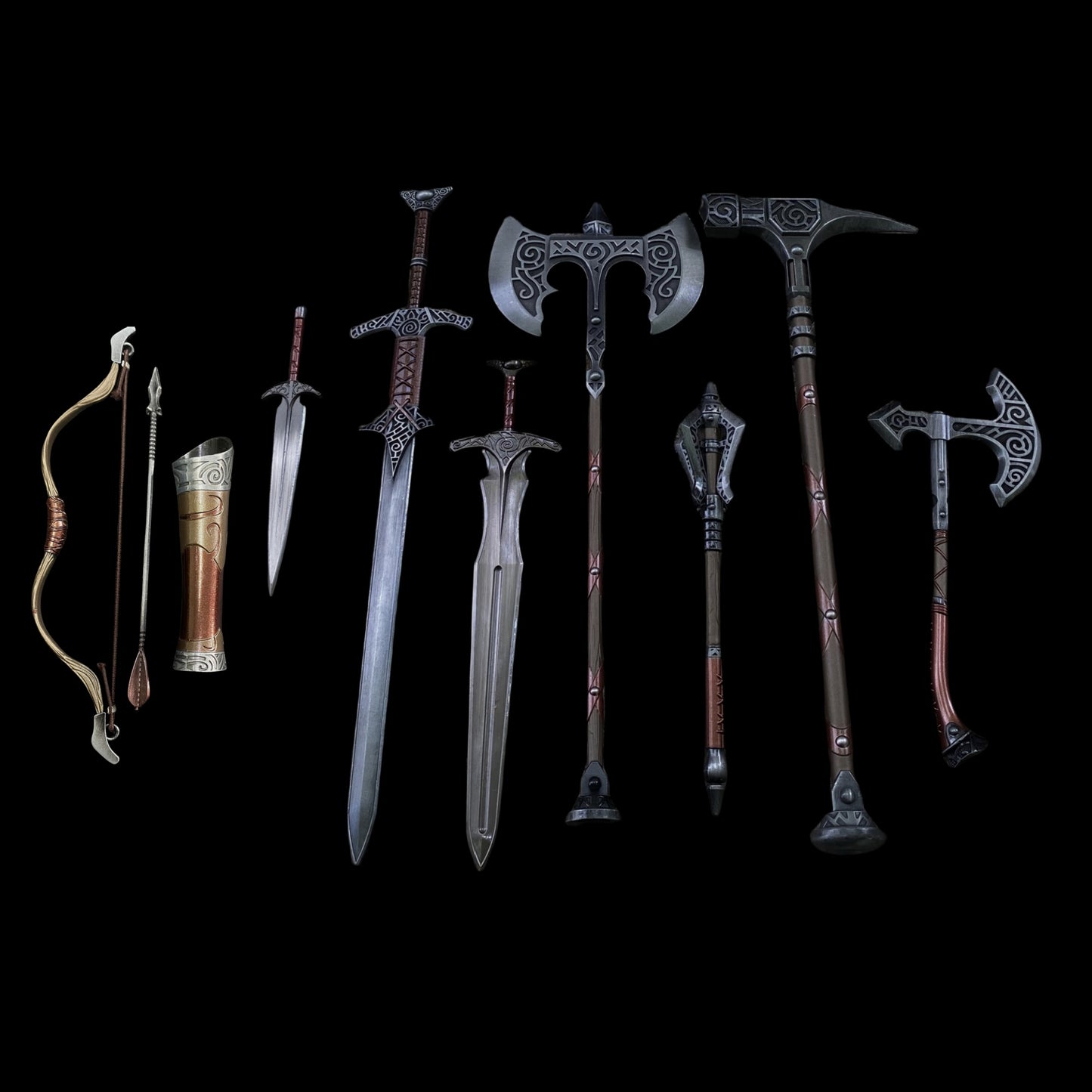 1/6 Scale Skyrim Steel Weapon Viking Style Skyfroged Weapon 8 in 1 Pack