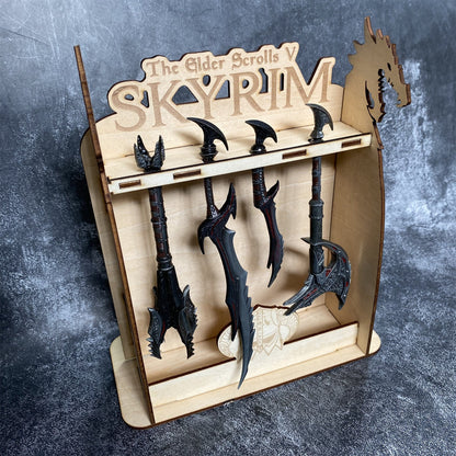 Skyrim Daedric Weapons 4 PCS With 3D Wooden Stand
