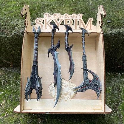 Skyrim Daedric Weapons 4 PCS With 3D Wooden Stand
