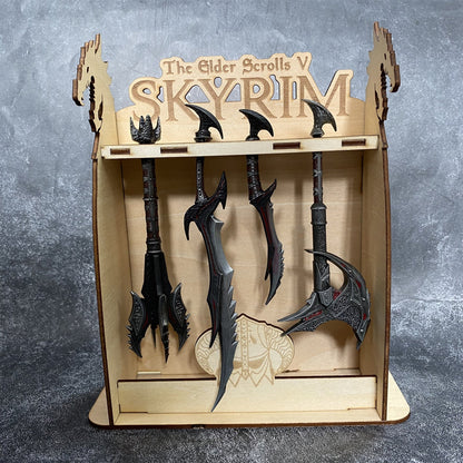 Skyrim Daedric Weapons 4 PCS With 3D Wooden Stand