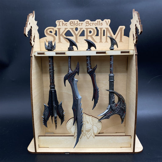 Skyrim Daedric Weapons 4 PCS With 3D Wooden Stand