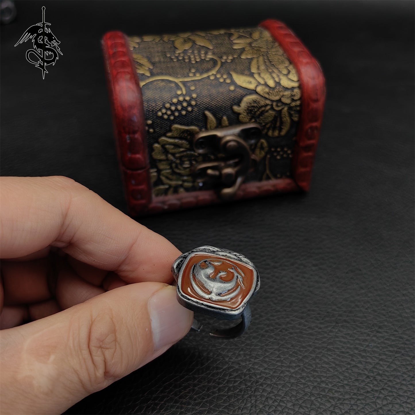 Slumbering Dragoncrest Ring Alloy Open Ring Gamer Gift