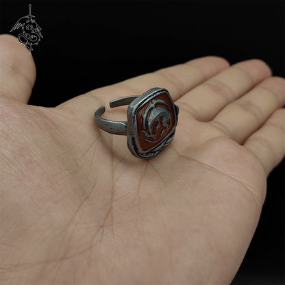 Slumbering Dragoncrest Ring Alloy Open Ring Gamer Gift