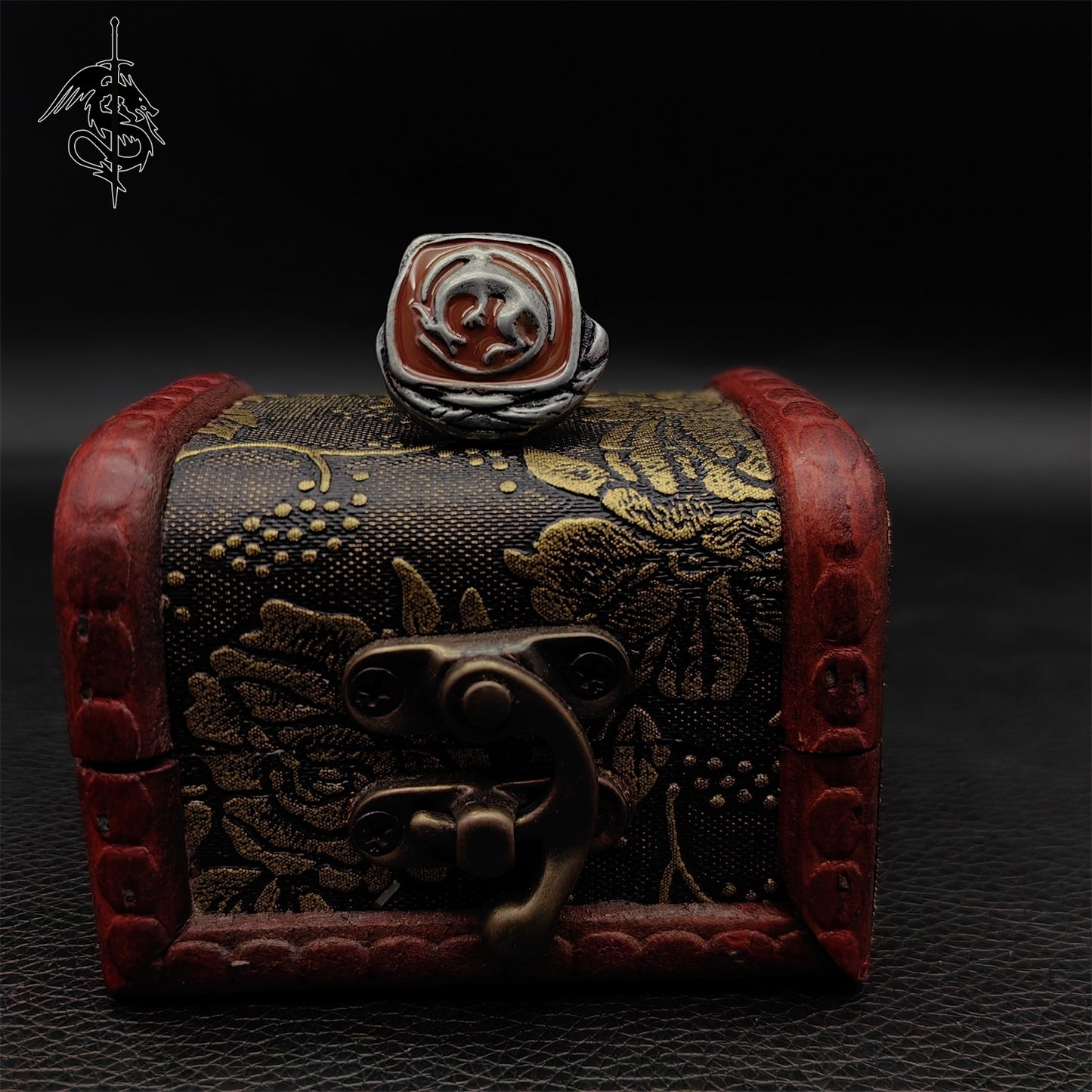 Slumbering Dragoncrest Ring Alloy Open Ring Gamer Gift