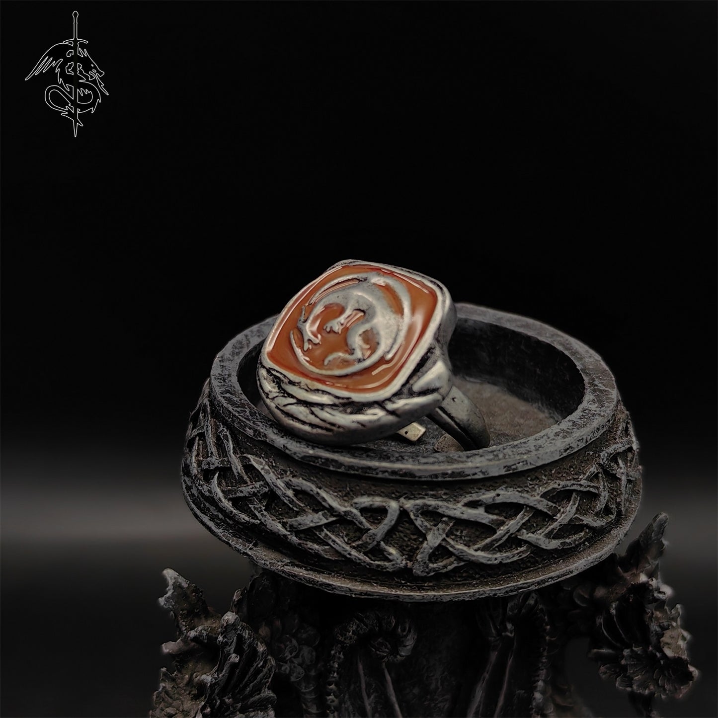 Slumbering Dragoncrest Ring Alloy Open Ring Gamer Gift