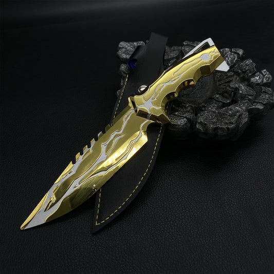 22CM Metal Golden Smite Knife Metal Melee Weapon Game Prop