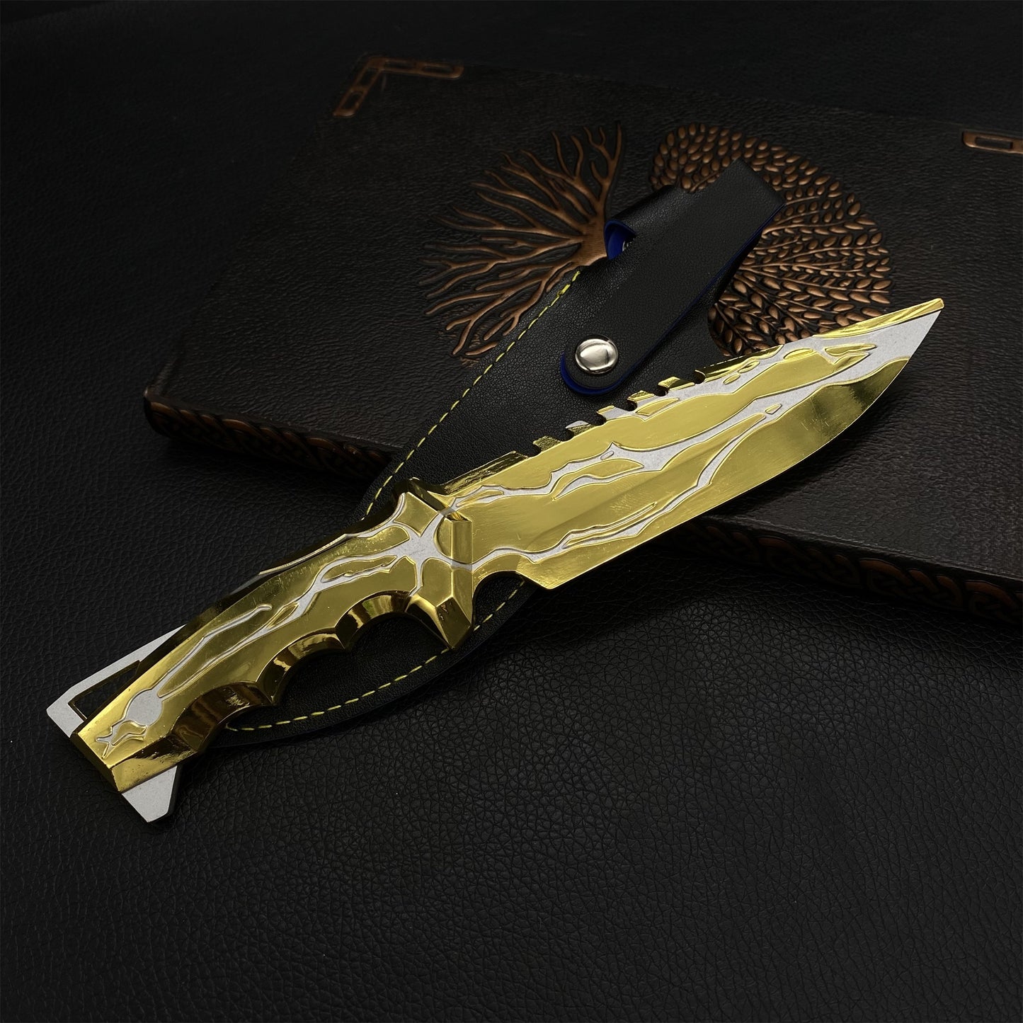22CM Metal Golden Smite Knife Metal Melee Weapon Game Prop